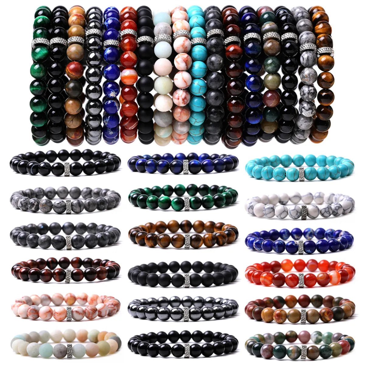 Simple Style Round Stone Beaded Bracelets