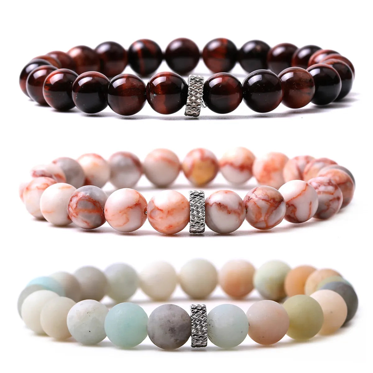 Simple Style Round Stone Beaded Bracelets