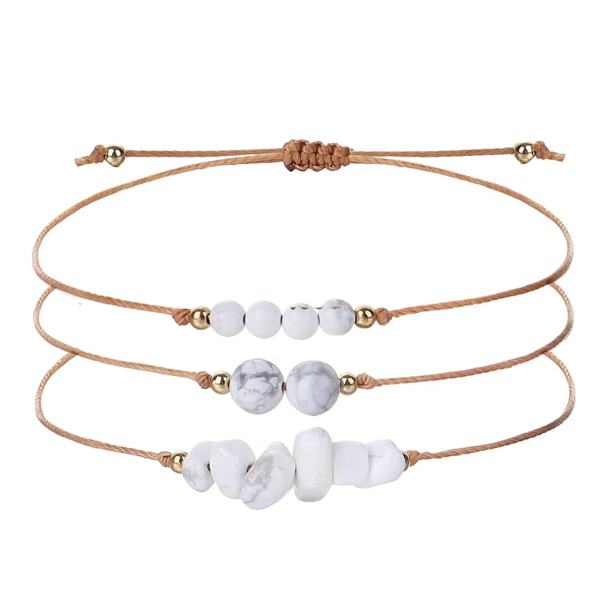 Simple Style Round Stone Copper Braid Bracelets