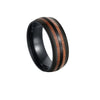 Simple Style Round Stripe 304 Stainless Steel Epoxy Solid Wood Black Plated Men'S Rings