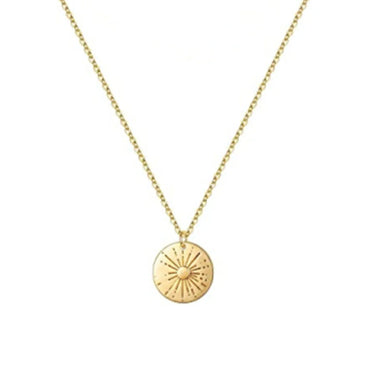 Simple Style Round Sun Stainless Steel Plating 18k Gold Plated Pendant Necklace Long Necklace