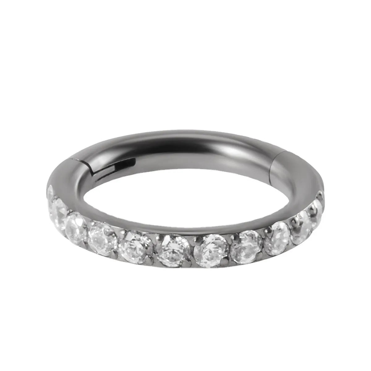 Simple Style Round Titanium Alloy Inlay Zircon Nose Ring