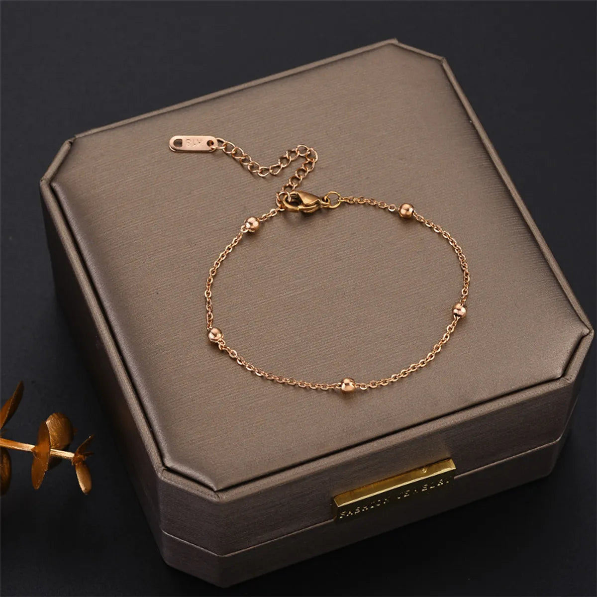 Simple Style Round Titanium Steel Chain Bracelets 1 Piece