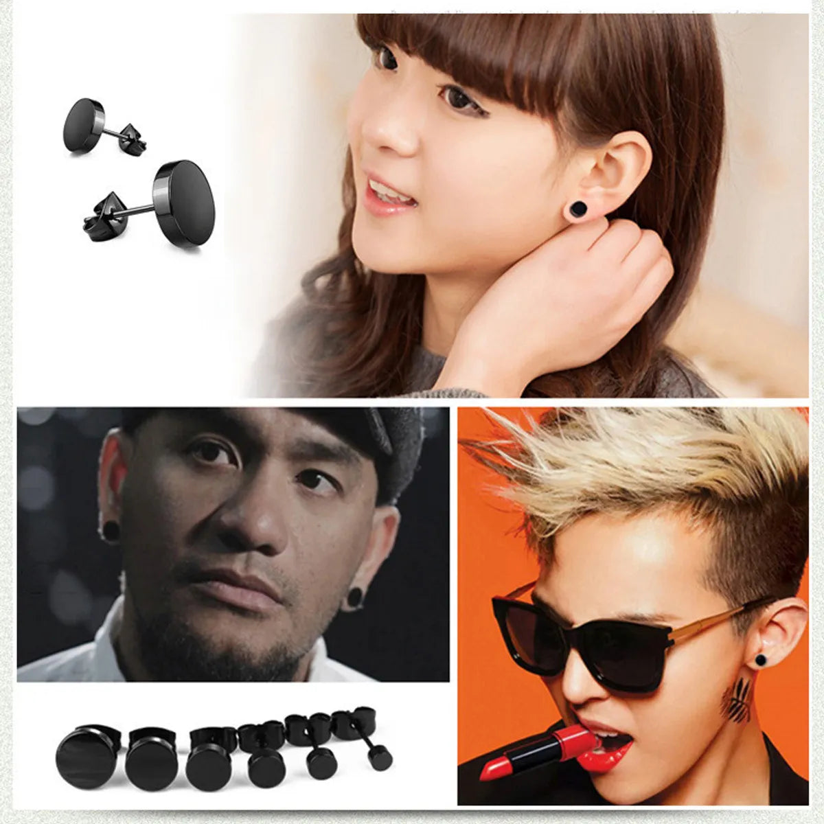 1 Piece Simple Style Round Metal Titanium Steel Ear Studs