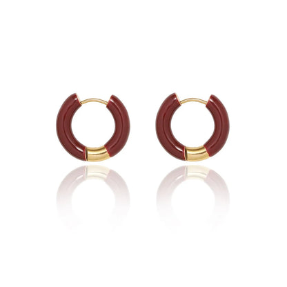 Simple Style Round Titanium Steel Enamel Earrings 1 Pair