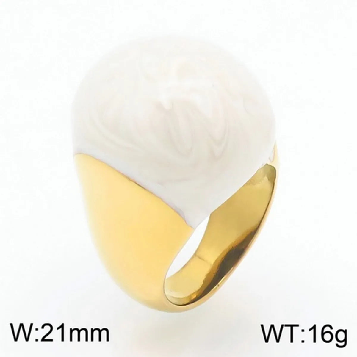 Simple Style Round Titanium Steel Enamel Plating Gold Plated Rings