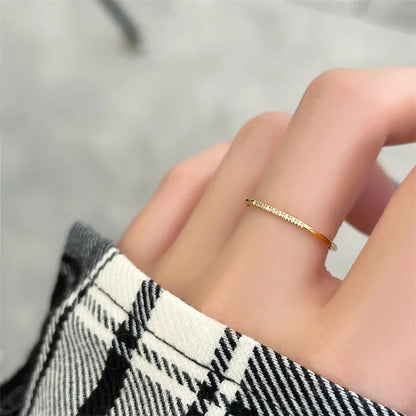 Simple Style Round Titanium Steel Gold Plated Artificial Diamond Rings