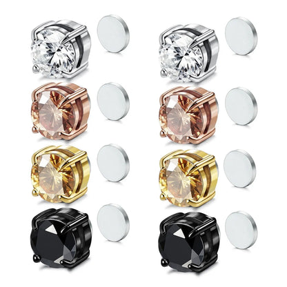 Simple Style Round Titanium Steel Inlay Zircon Ear Clips 1 Piece