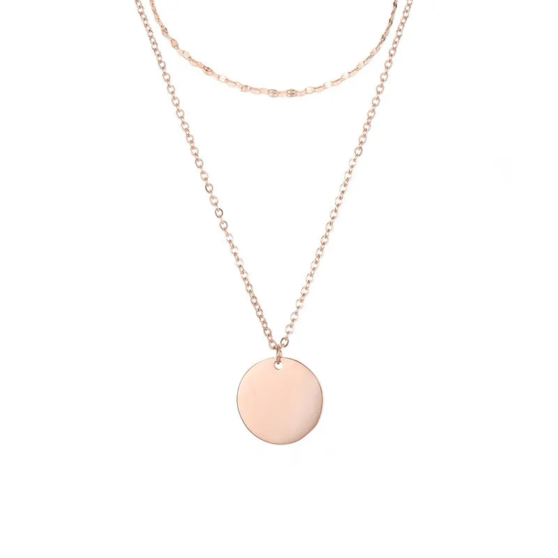 304 Stainless Steel Titanium Steel 14K Gold Plated Rose Gold Plated Simple Style Round Layered Necklaces