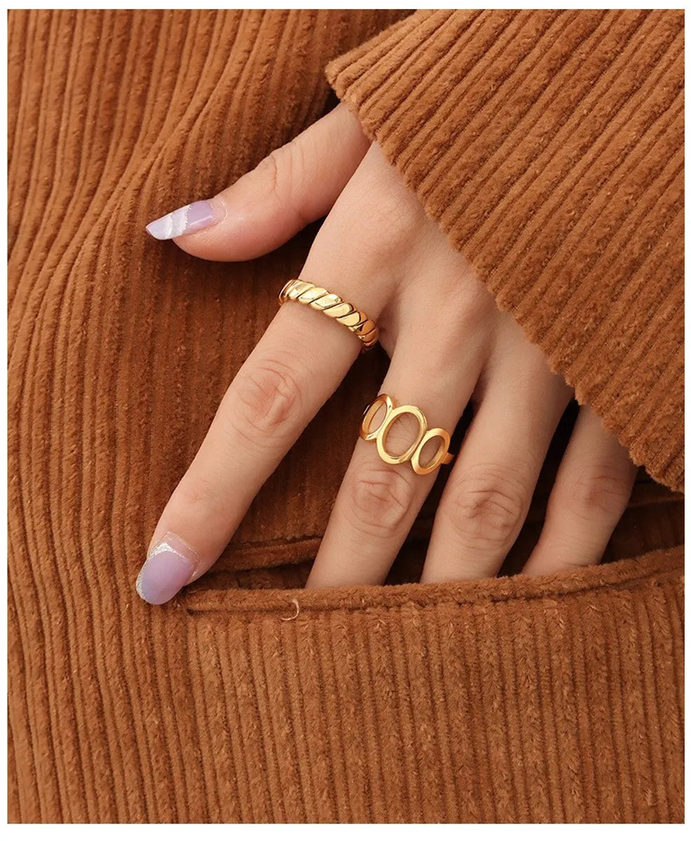 Simple Style Round Titanium Steel Plating 18k Gold Plated Rings