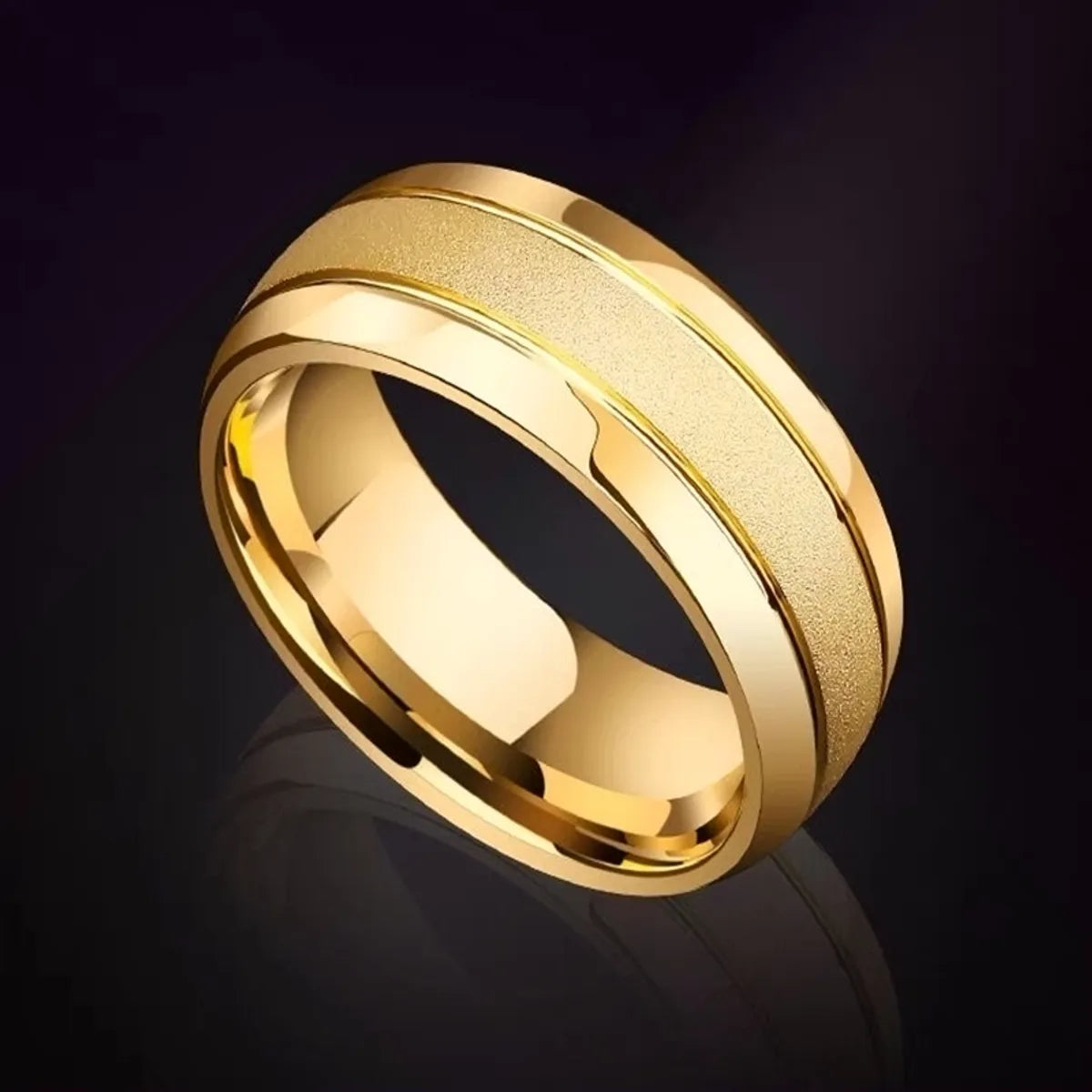 Simple Style Round Titanium Steel Plating 18k Gold Plated Unisex Rings