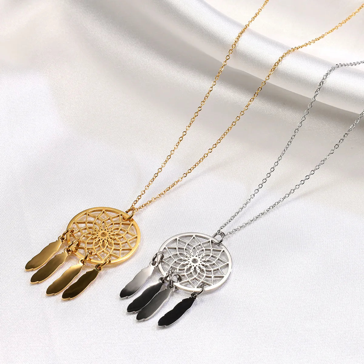 Simple Style Round Titanium Steel Plating Gold Plated Pendant Necklace