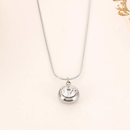 Simple Style Round Titanium Steel Plating Inlay Rhinestones Gold Plated Pendant Necklace