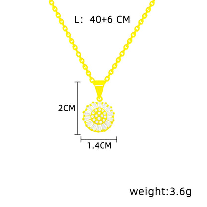 Simple Style Round Titanium Steel Plating Inlay Zircon 18k Gold Plated Pendant Necklace