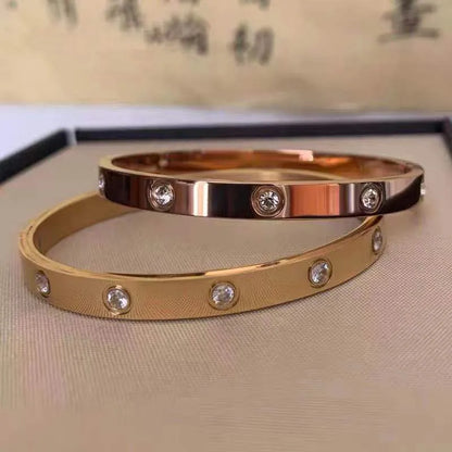 Simple Style Round Titanium Steel Plating Inlay Zircon Bangle 1 Piece