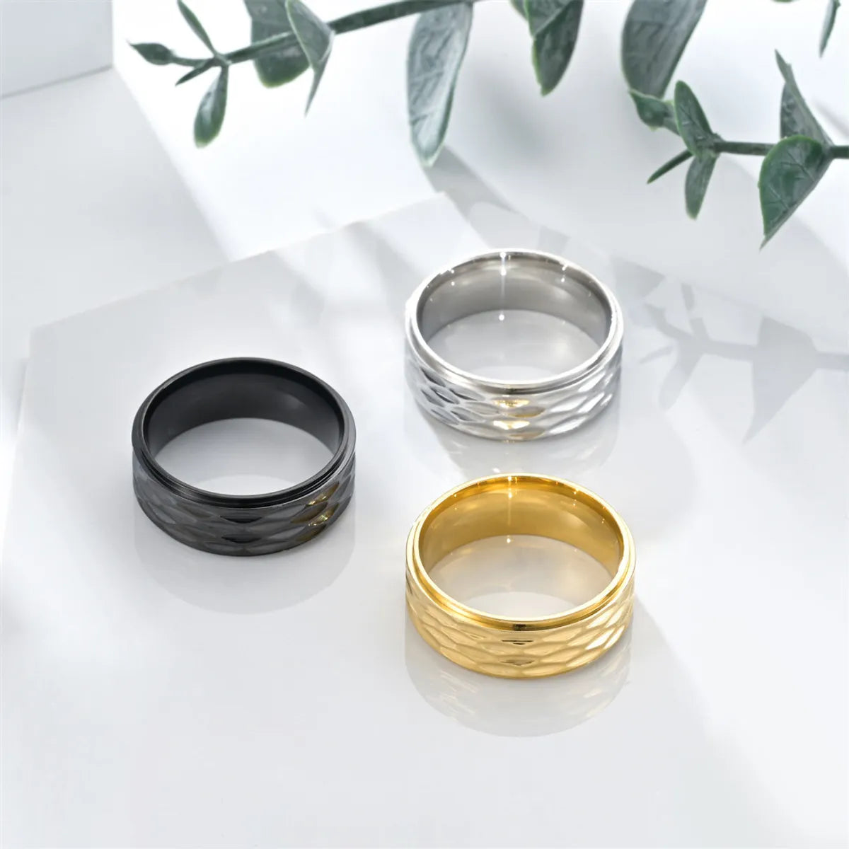 Simple Style Round Titanium Steel Polishing Men'S Rings