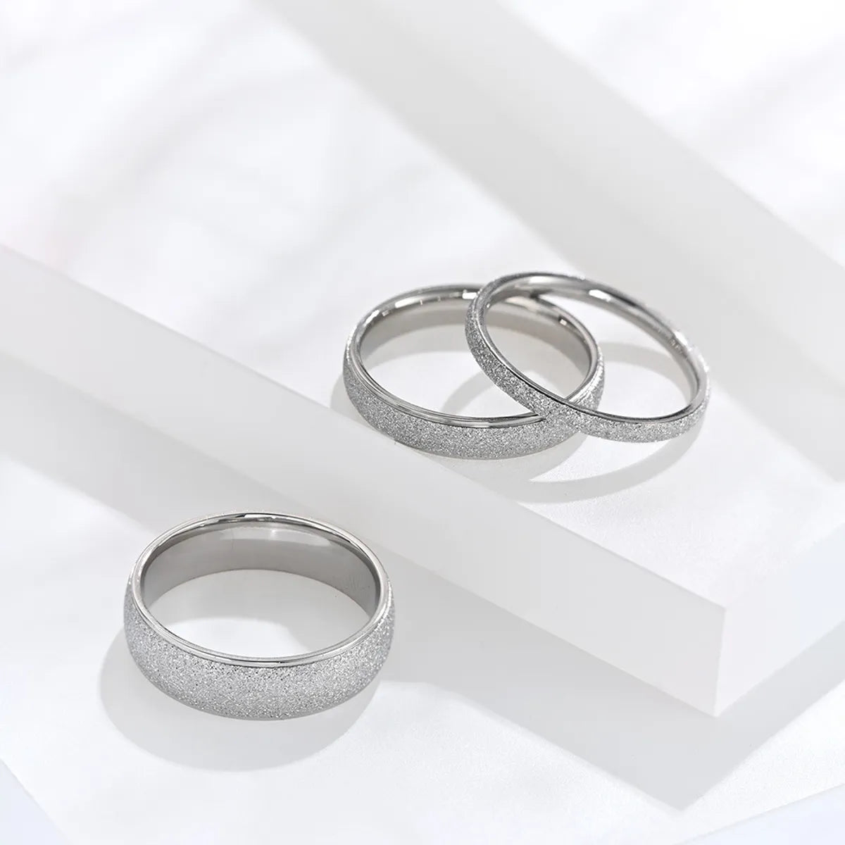 Simple Style Round Titanium Steel Rings Polishing Stainless Steel Rings