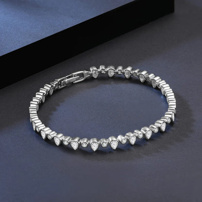 Simple Style Round Water Droplets Sterling Silver Plating Inlay Zircon 14k Gold Plated White Gold Plated Tennis Bracelet