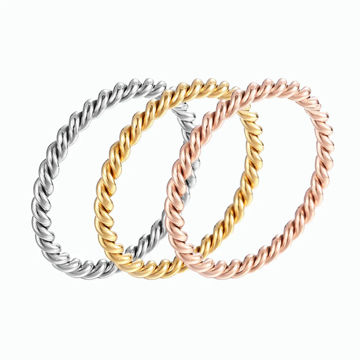 Simple Style Round Waves Titanium Steel Plating Rings