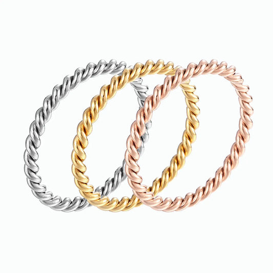 Simple Style Round Waves Titanium Steel Plating Rings