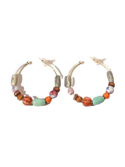 Simple Style Round Wooden Beads Ceramics Beaded Women'S Earrings