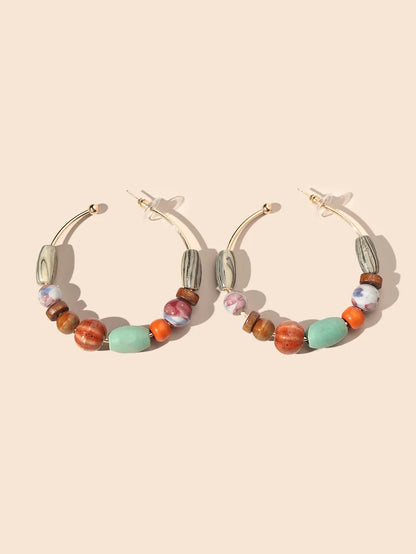 Simple Style Round Wooden Beads Ceramics Beaded Women'S Earrings