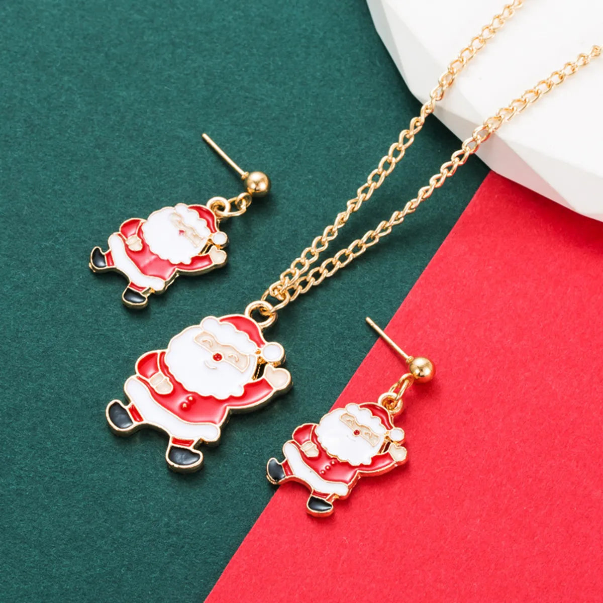 Simple Style Santa Claus Alloy Plating Women'S Earrings Necklace 1 Set