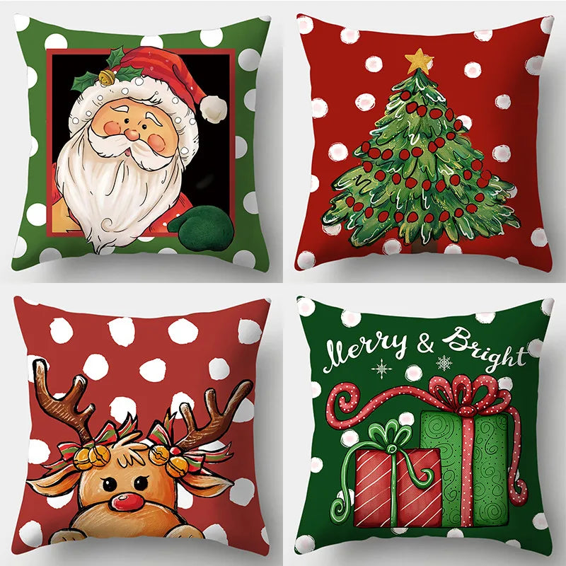 Simple Style Santa Claus Gift Box Snowman Fibre Peach Skin Pillow Cases