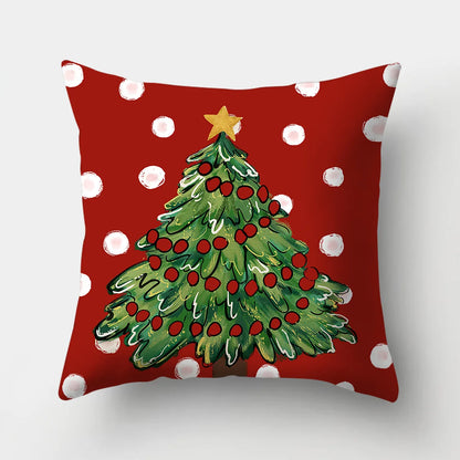 Simple Style Santa Claus Gift Box Snowman Fibre Peach Skin Pillow Cases