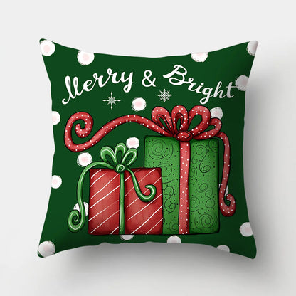 Simple Style Santa Claus Gift Box Snowman Fibre Peach Skin Pillow Cases