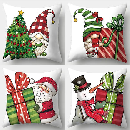 Simple Style Santa Claus Gift Box Snowman Fibre Peach Skin Pillow Cases