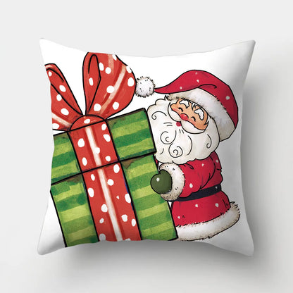 Simple Style Santa Claus Gift Box Snowman Fibre Peach Skin Pillow Cases