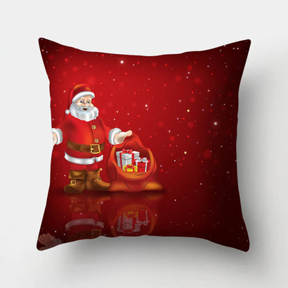 Simple Style Santa Claus Gift Box Snowman Fibre Peach Skin Pillow Cases