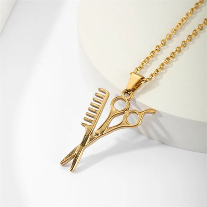 Simple Style Scissors Stainless Steel Plating 18k Gold Plated Pendant Necklace