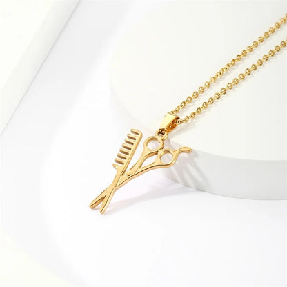 Simple Style Scissors Stainless Steel Plating 18k Gold Plated Pendant Necklace