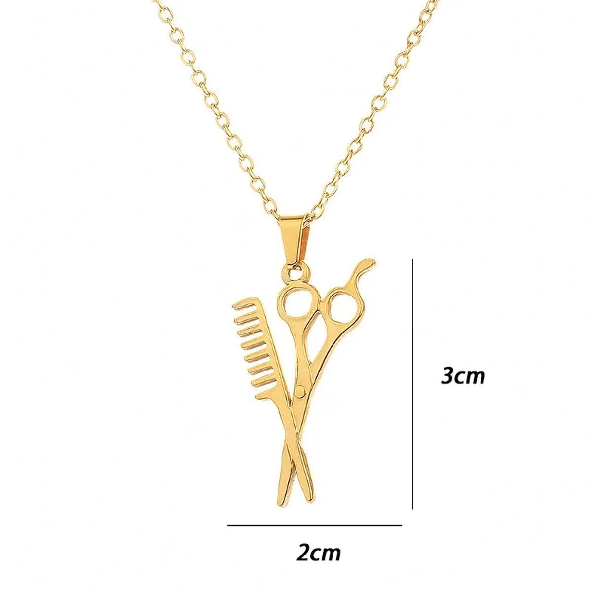 Simple Style Scissors Stainless Steel Plating 18k Gold Plated Pendant Necklace