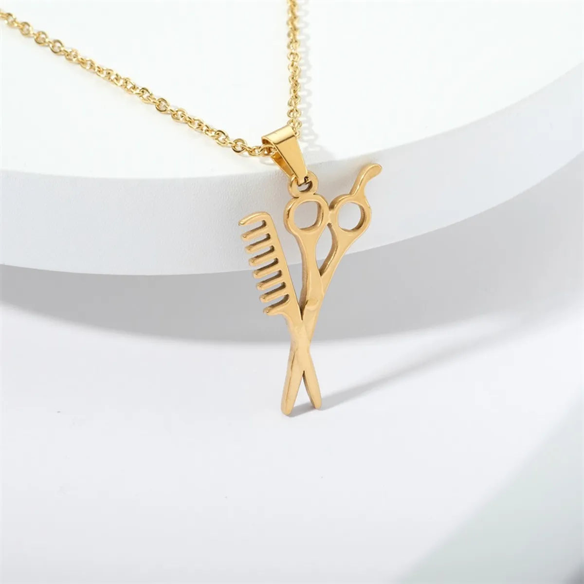 Simple Style Scissors Stainless Steel Plating 18k Gold Plated Pendant Necklace