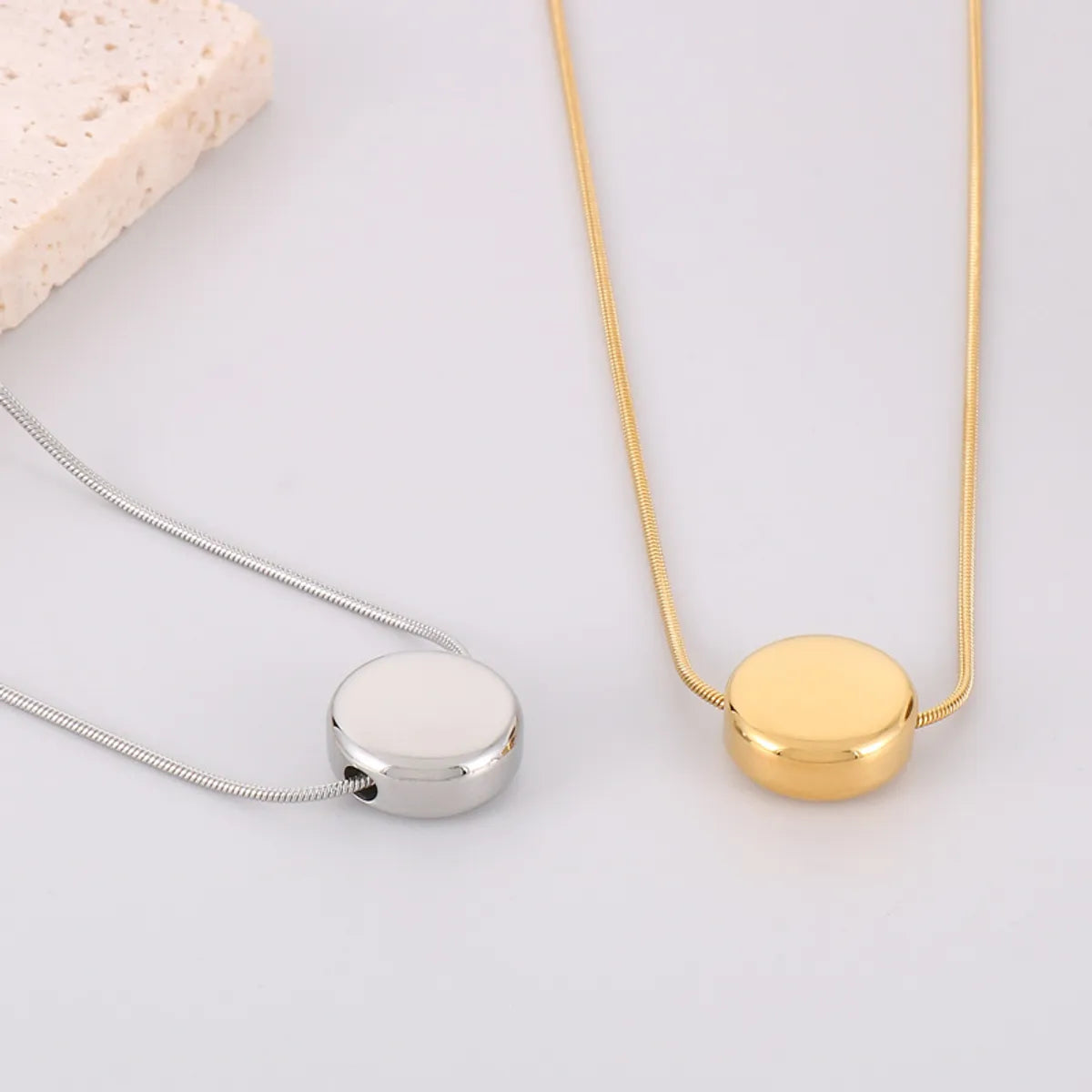 Simple Style Semicircle Square Titanium Steel Plating 18k Gold Plated Pendant Necklace