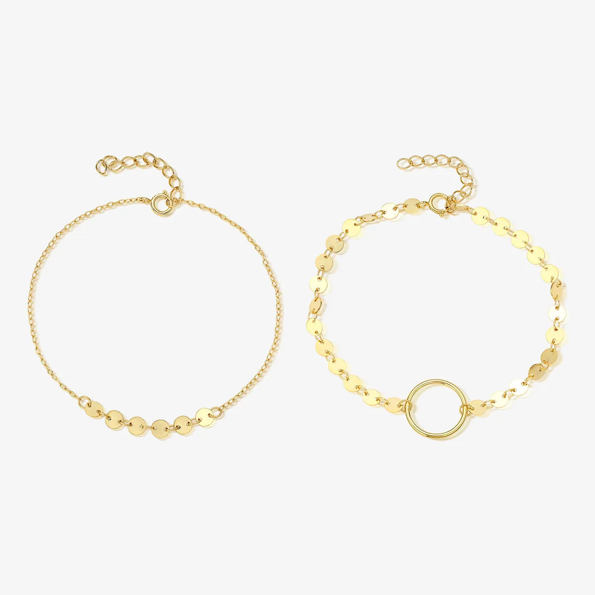 Simple Style Sequins Circle Sterling Silver Plating 18k Gold Plated White Gold Plated Bracelets