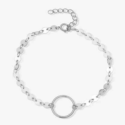 Simple Style Sequins Circle Sterling Silver Plating 18k Gold Plated White Gold Plated Bracelets