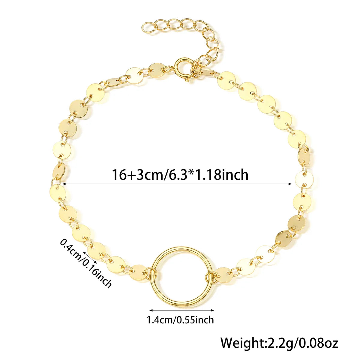 Simple Style Sequins Circle Sterling Silver Plating 18k Gold Plated White Gold Plated Bracelets