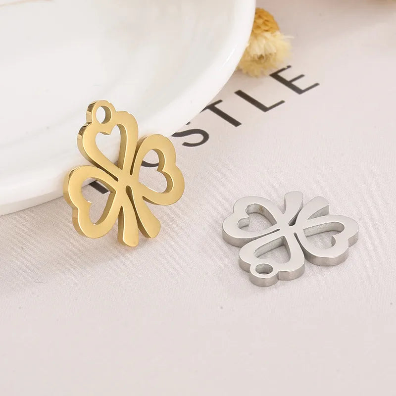 1 Piece Stainless Steel 18K Gold Plated Shamrock