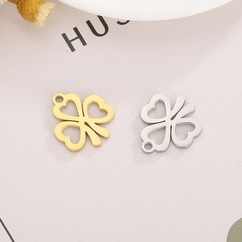 1 Piece Stainless Steel 18K Gold Plated Shamrock