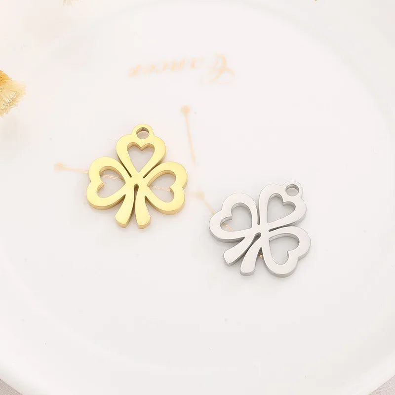 1 Piece Stainless Steel 18K Gold Plated Shamrock