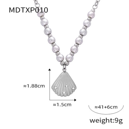 Simple Style Shell Freshwater Pearl Titanium Steel Wholesale Jewelry Set