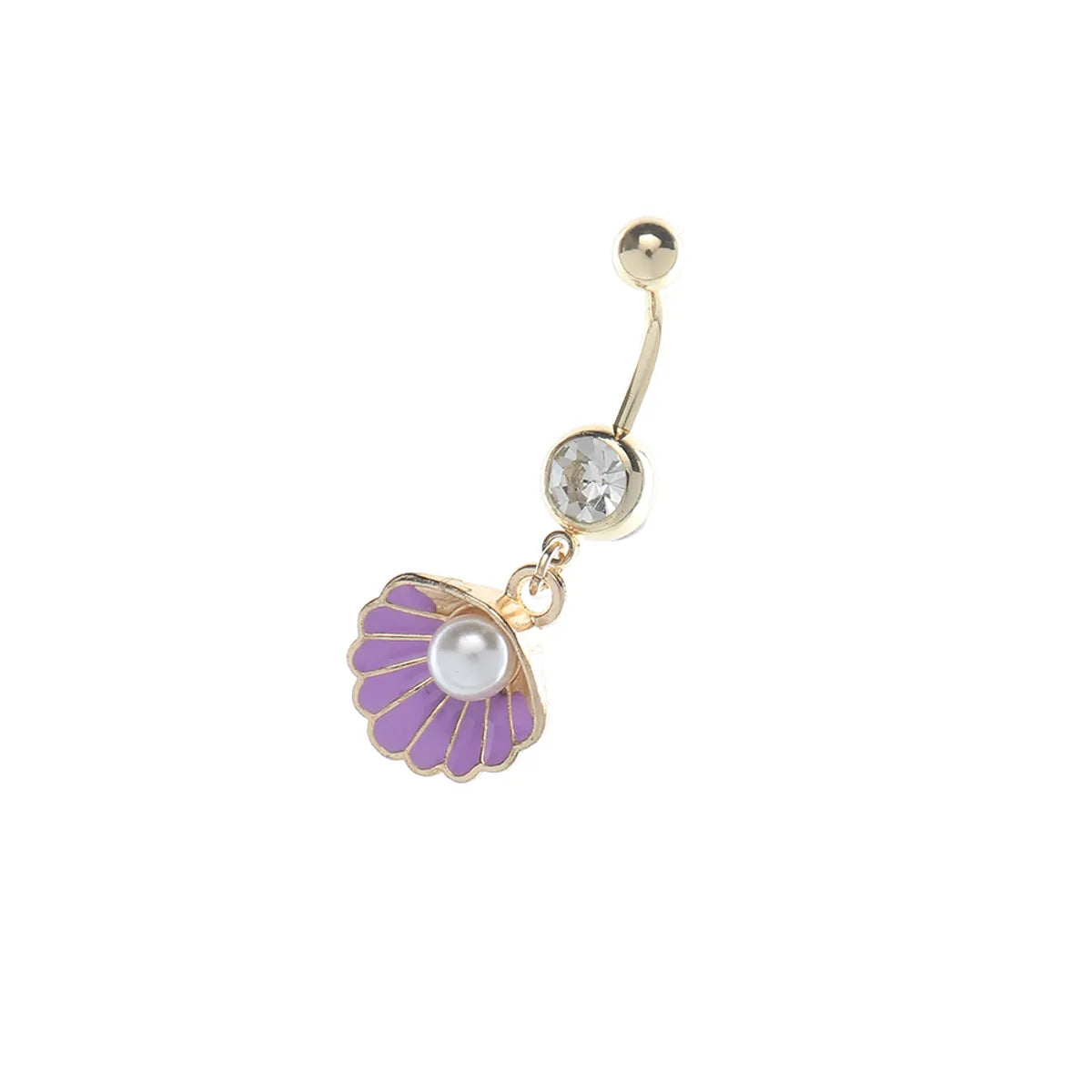 Simple Style Shell Metal Scallop Pearl Belly Ring 1 Piece