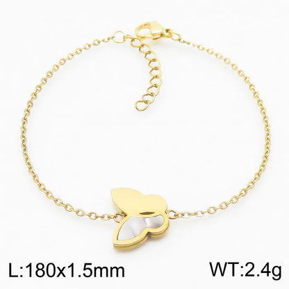 Wholesale Jewelry Simple Style Shiny Butterfly Titanium Steel Shell 18K Gold Plated Plating Inlay Bracelets Earrings Necklace