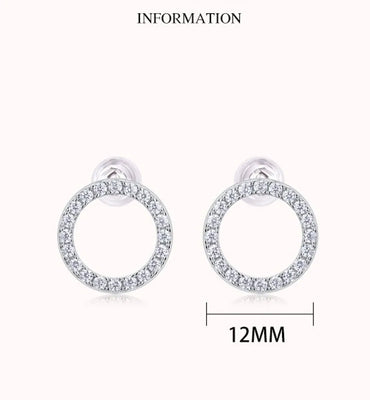 Simple Style Shiny Circle Sterling Silver Gra Plating Inlay Moissanite 18k Gold Plated Ear Studs