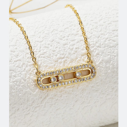 Simple Style Shiny Geometric Copper Plating Inlay Zircon 18k Gold Plated Pendant Necklace