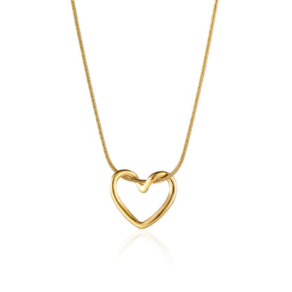 304 Stainless Steel Simple Style Shiny Polishing Plating Heart Shape Pendant Necklace